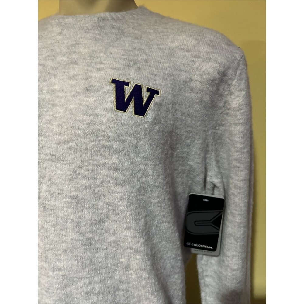 NEW Washington Huskies Colosseum Athletics Gray Pullover Sweater Men's L - Picture 3 of 9